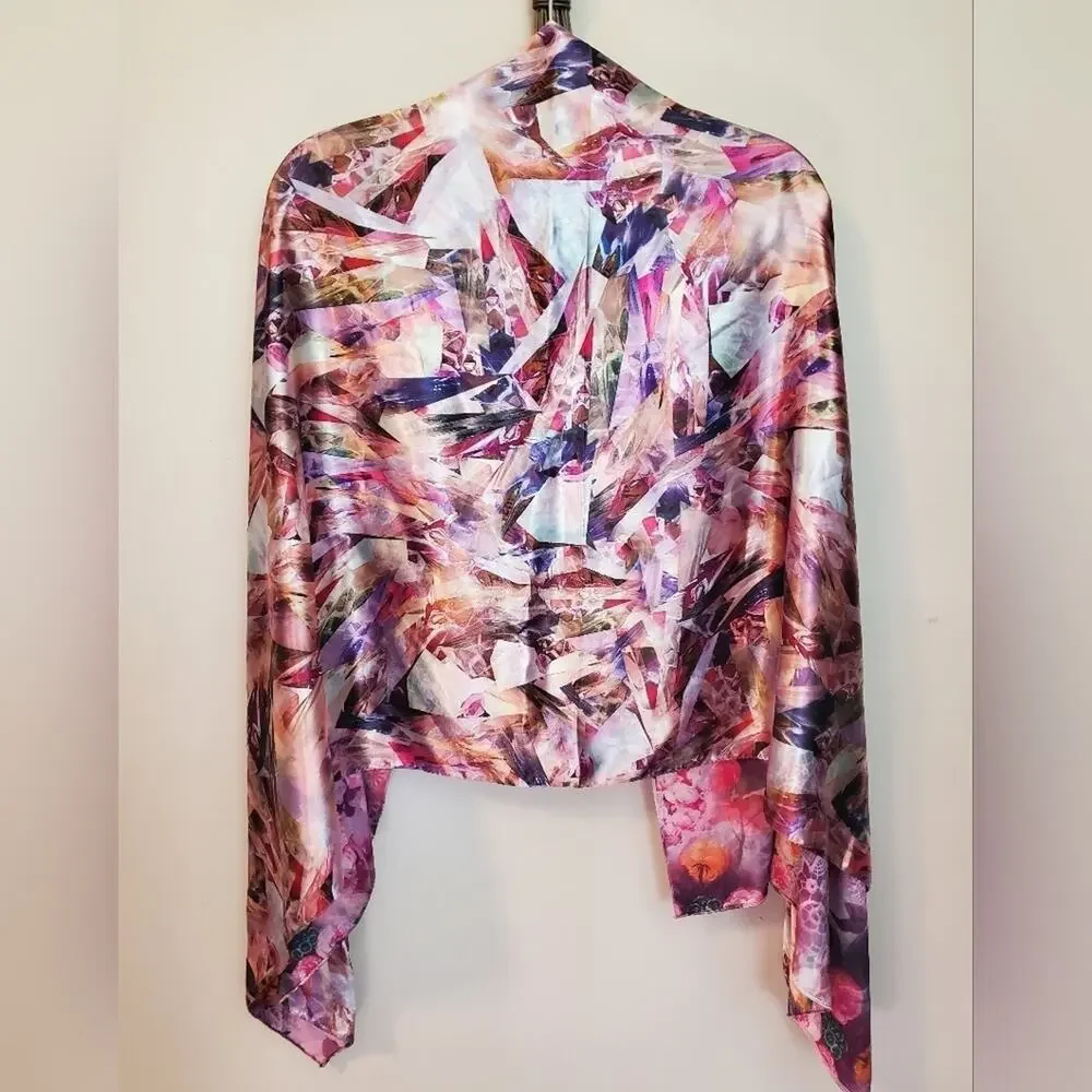 Vintage ART DECO Silk Scarf Reversible Extra Large 62